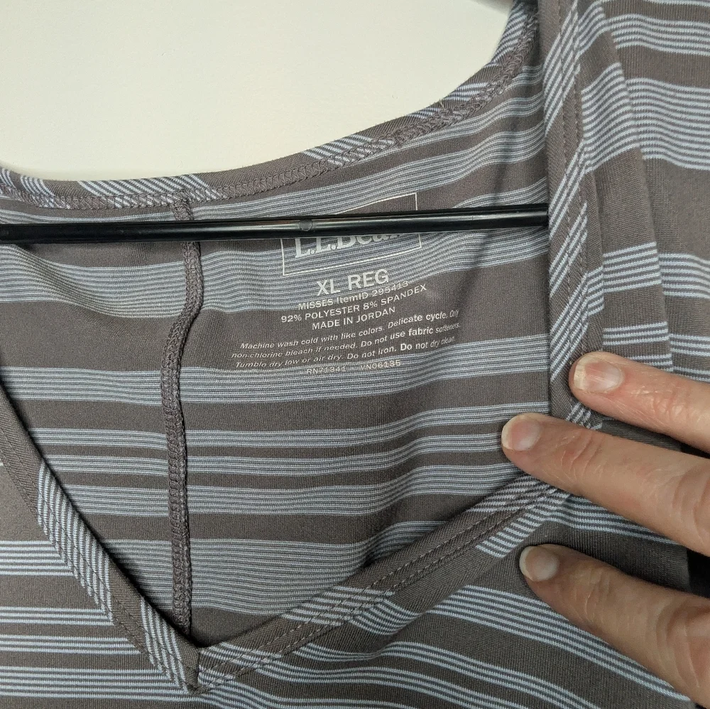 Striped Gray L.L Bean V-Neck Dress XL - Picture 6 of 7